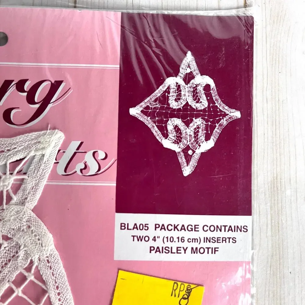 Lot of 3 Vintage Battenburg Lace Inserts Sew-On Embellishments New Old Stock